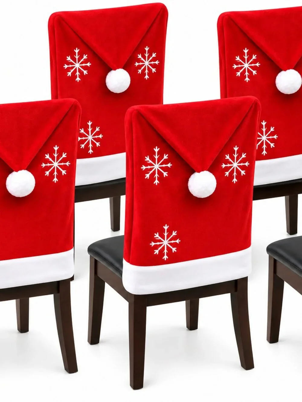 Christmas Dining Decor Set 7PC Tablecloth + 6 Santa Chair Back Covers